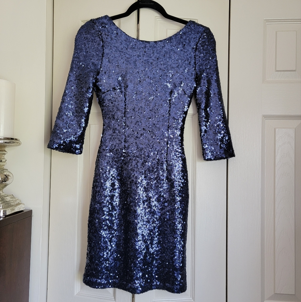 Lulus Sequin Navy Blue Mini Dress Size XS
